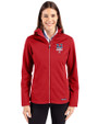 New York Mets Stars & Stripes Cutter & Buck Evoke Softshell Recycled Full Zip Womens Jacket Cardinal Red Front