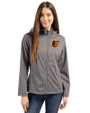 Baltimore Orioles Cutter & Buck Evoke Softshell Recycled Full Zip Womens Jacket Elemental Grey Front