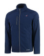 Carolina Panthers Americana Cutter & Buck Evoke Softshell Recycled Full Zip Mens Jacket Navy Blue Mannequin