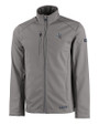 New England Patriots NFL Helmet Cutter & Buck Evoke Softshell Recycled Full Zip Mens Jacket Elemental Grey Mannequin