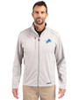 Detroit Lions Cutter & Buck Evoke Recycled Honeycomb Fleece Mens Full Zip Jacket CONCRETE Front