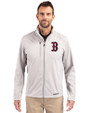 Boston Red Sox Cutter & Buck Evoke Softshell Recycled Full Zip Mens Jacket CONCRETE Front