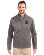 New York Yankees Cutter & Buck Evoke Softshell Recycled Full Zip Mens Jacket Elemental Grey Front