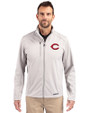 Cincinnati Reds Cutter & Buck Evoke Softshell Recycled Full Zip Mens Jacket CONCRETE Front