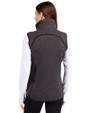 Las Vegas Raiders Historic Cutter & Buck Mainsail Sweater Knit Womens Asymmetrical Vest Charcoal Heather Back