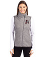 Arkansas Razorbacks College Vault Cutter & Buck Mainsail Sweater Knit Womens Asymmetrical Vest Polished Heather Front