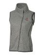 Louisville Cardinals College Vault Cutter & Buck Mainsail Sweater-Knit Womens Full Zip Asymmetrical Vest Polished Heather Mannequin