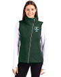 Tulane Green Wave College Vault Cutter & Buck Mainsail Sweater Knit Womens Asymmetrical Vest Hunter Heather Front