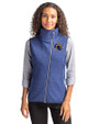 Los Angeles Rams NFL Helmet Cutter & Buck Mainsail Sweater Knit Womens Asymmetrical Vest Tour Blue Heather Front