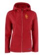 USC Trojans Cutter & Buck Evoke Softshell Recycled Full Zip Womens Jacket Cardinal Red Mannequin