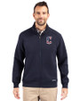 Cleveland Guardians Stars & Stripes Cutter & Buck Roam Eco Recycled Full Zip Mens Big & Tall Jacket Navy Blue Front