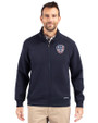 Milwaukee Brewers Stars & Stripes Cutter & Buck Roam Eco Recycled Full Zip Mens Big & Tall Jacket Navy Blue Front
