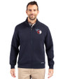 Cleveland Guardians Cutter & Buck Roam Epic Versatility Recycled Full Zip Mens Jacket Navy Blue Front
