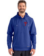 Philadelphia Phillies Cutter & Buck Roam Epic Versatility Half Zip Recycled Mens Hooded Pullover Tour Blue Front