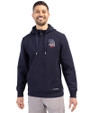San Diego Padres Stars & Stripes Cutter & Buck Roam Epic Versatility Half Zip Recycled Mens Hooded Pullover Navy Blue Front