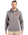 Cleveland Guardians - Cutter & Buck Roam Epic Versatility Half Zip Recycled Mens Hooded Pullover Elemental Grey Front