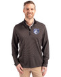 Saint Louis Billikens Cutter & Buck Virtue Eco Pique Micro Stripe Recycled Mens Quarter Zip Black/Elemental Grey Front