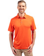 Front Profile of a man wearing a College Orange Cutter & Buck Forge Eco Stretch Recycled Mens Polo
