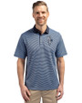 Kansas City Royals City Connect Cutter & Buck Virtue Eco Pique Micro Stripe Recycled Mens Polo Atlas/Navy Blue Front