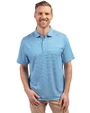 Front profile view of a man wearing a Digital and White Cutter & Buck Forge Eco Double Stripe Stretch Recycled Mens Polo