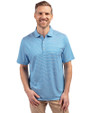 Front profile view of a man wearing a Digital and White Cutter & Buck Forge Eco Double Stripe Stretch Recycled Mens Polo