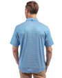 Back profile view of a man wearing a Digital and White Cutter & Buck Forge Eco Double Stripe Stretch Recycled Mens Polo