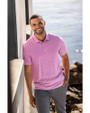 Man wearing a Gelato and White Cutter & Buck Forge Eco Double Stripe Stretch Recycled Mens Polo