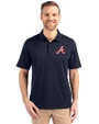 Atlanta Braves Cooperstown Cutter & Buck Forge Stretch Mens Big and Tall Polo Liberty Navy Front