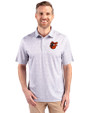 Baltimore Orioles Cooperstown Cutter & Buck Pike Constellation Print Stretch Mens Polo Polished Medium Gray Front