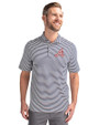 Atlanta Braves Cooperstown Cutter & Buck Virtue Eco Pique Stripe Recycled Mens Polo Navy Blue Front