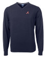 Atlanta Braves Cooperstown Cutter & Buck Lakemont Tri-Blend Mens V-Neck Pullover Sweater Liberty Navy Mannequin