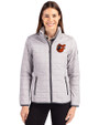 Baltimore Orioles Cooperstown Cutter & Buck Rainier PrimaLoft®  Womens Eco Insulated Full Zip Puffer Jacket Polished Medium Gray Front