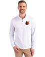 Baltimore Orioles Cooperstown Cutter & Buck Virtue Eco Pique Recycled Quarter Zip Mens Pullover White Front