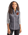 Baltimore Orioles Cooperstown Cutter & Buck Rainier PrimaLoft® Womens Eco Insulated Full Zip Printed Puffer Vest Black Front
