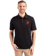 Baltimore Orioles Cooperstown Cutter & Buck Advantage Eco Tri-Blend Pique Mens Polo Black Front