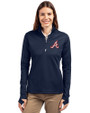 Atlanta Braves Cooperstown Cutter & Buck Traverse Stretch Eco Quarter Zip Womens Pullover Liberty Navy Front