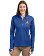 Atlanta Braves Cooperstown Cutter & Buck Traverse Stretch Eco Quarter Zip Womens Pullover Tour Blue Front