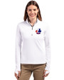 Montreal Expos Cooperstown Cutter & Buck Traverse Stretch Eco Quarter Zip Womens Pullover White Front