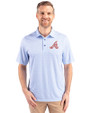Atlanta Braves Cooperstown Cutter & Buck Pike Double Dot Print Stretch Mens Big and Tall Polo Tour Blue Front
