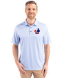 Montreal Expos Cooperstown Cutter & Buck Pike Double Dot Print Stretch Mens Big and Tall Polo Tour Blue Front