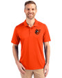 Baltimore Orioles Cooperstown Cutter & Buck Prospect Eco Textured Stretch Recycled Mens Short Sleeve Polo College Orange Front