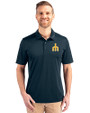 Seattle Mariners Cooperstown Cutter & Buck Prospect Eco Textured Stretch Recycled Mens Short Sleeve Polo Navy Blue Front