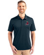 St. Louis Cardinals Cooperstown Cutter & Buck Prospect Eco Textured Stretch Recycled Mens Short Sleeve Polo Navy Blue Front