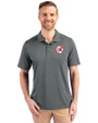 New York Yankees Cooperstown Cutter & Buck Prospect Eco Textured Stretch Recycled Mens Short Sleeve Polo Elemental Grey Front