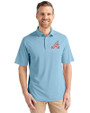 Atlanta Braves Cooperstown Cutter & Buck Virtue Eco Pique Recycled Mens Polo Atlas Light Blue Front