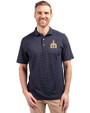 Seattle Mariners Cooperstown Cutter & Buck Virtue Eco Pique Tile Print Recycled Mens Polo Navy Blue Front
