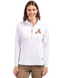 Atlanta Braves Cooperstown Cutter & Buck Adapt Eco Knit Stretch Recycled Womens Half Zip Pullover White Front