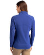 Kansas City Royals Cooperstown Cutter & Buck Adapt Eco Knit Stretch Recycled Womens Half Zip Pullover Tour Blue Back
