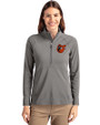 Baltimore Orioles Cooperstown Cutter & Buck Adapt Eco Knit Stretch Recycled Womens Half Zip Pullover Elemental Grey Front
