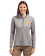 Seattle Mariners Cooperstown Cutter & Buck Adapt Eco Knit Stretch Recycled Womens Half Zip Pullover Polished Medium Gray Front
